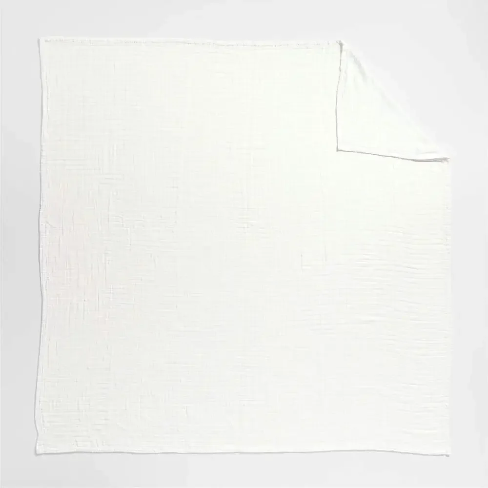 Crate&Barrel Cotton Gauze King Blanket – Crisp White Organic – New